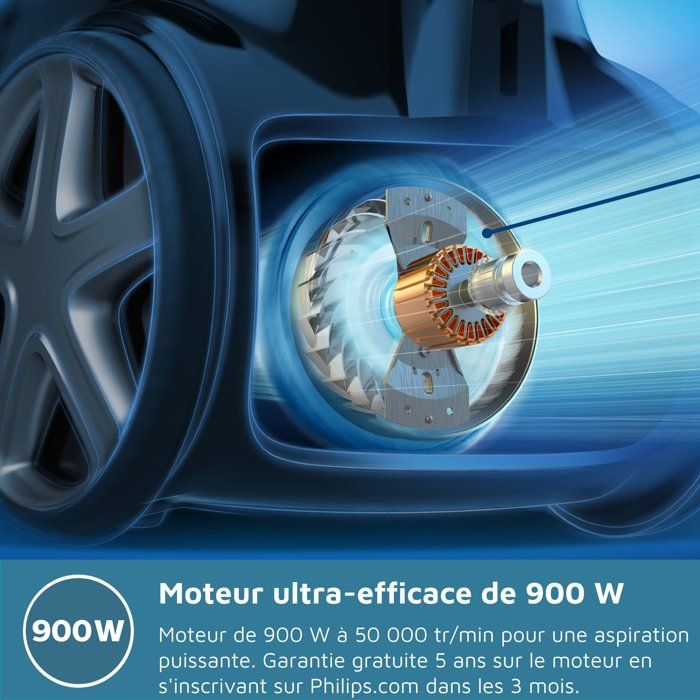 Bagless vacuum cleaner - PHILIPS FC9331/09 - 900 W - 1.5 L - Black and deep blue