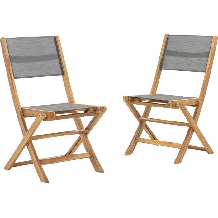 Set of 2 chairs in FSC acacia wood and textilene - Grey