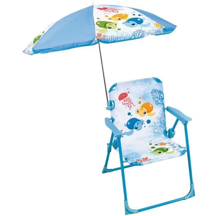 Garden furniture - FUN HOUSE - Ma Petite Carapace Tortue chair H.53 x L.38.5 x D.37.5 cm with 65 cm parasol - For children!