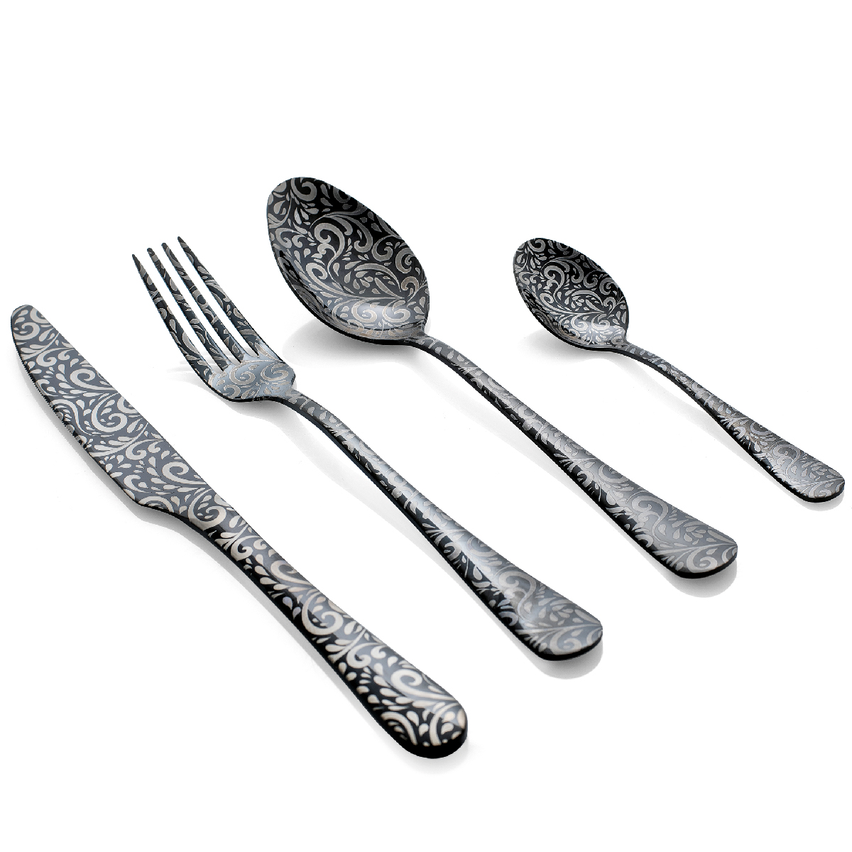 24 pc table cutlery set in polished PVD steel - Arabesque