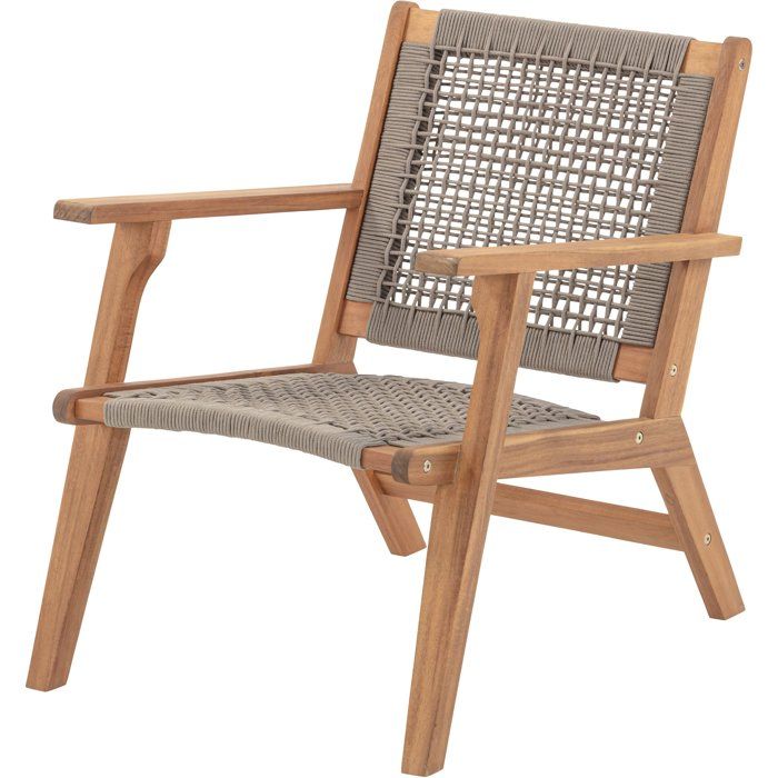 Low armchair in FSC Acacia wood and woven resin - 1 person - Merida - Olive green