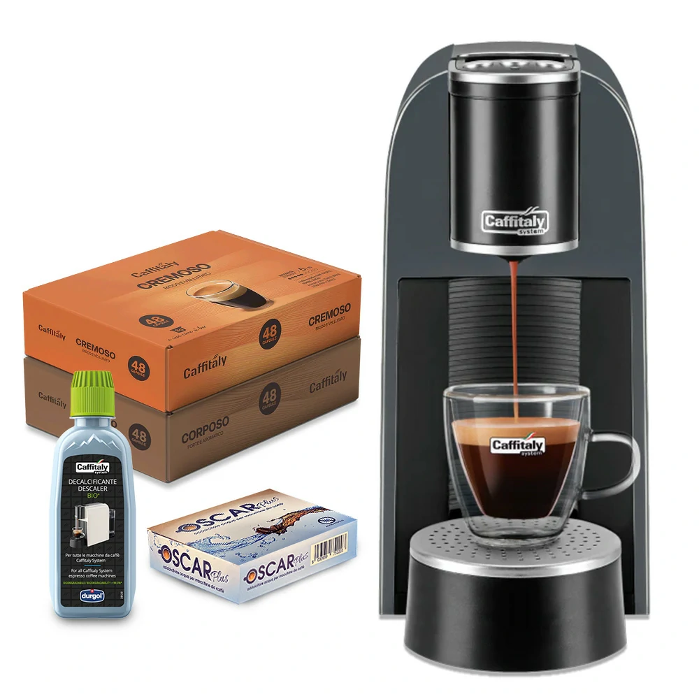 Caffitaly Arka Macchina da caffè con 96 capsule e kit pulizia - Grigio