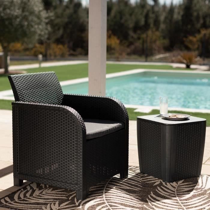 ALLIBERT by KETER - SanRemo armchair - woven rattan imitation - graphite grey