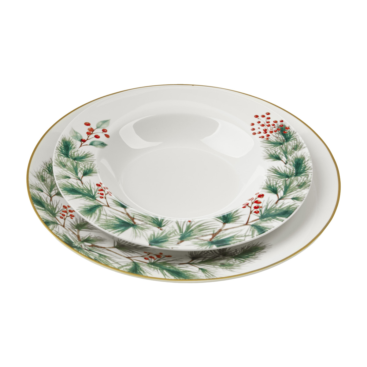 18-piece table set in New Bone China - Holly
