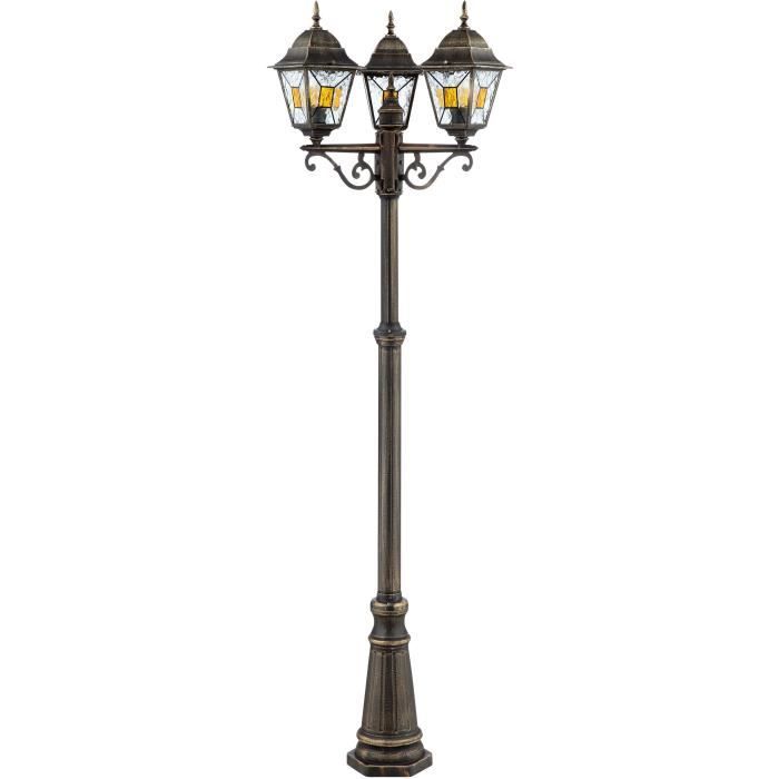 Janel outdoor lamp, Dore Black, E27 Max 3x60W, Bulb not included