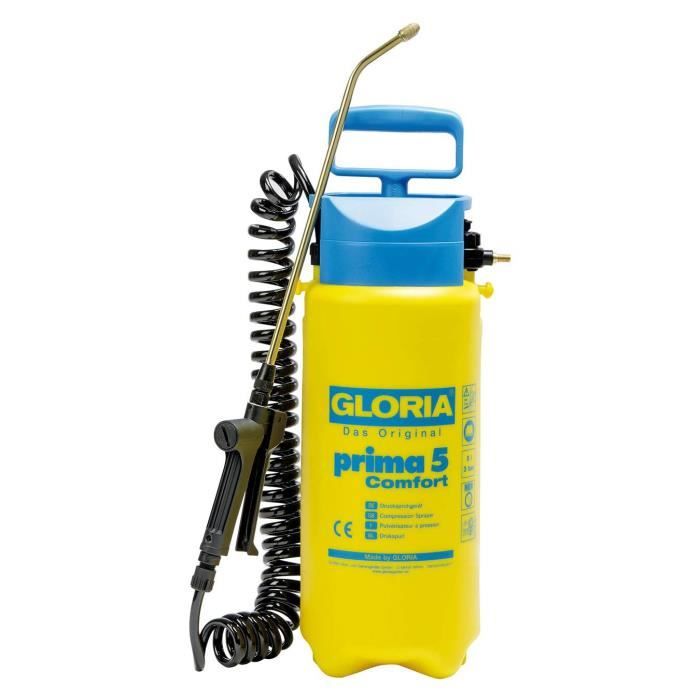GLORIA - Prima 5 Comfort - 5L pressure atomizer with brass lance and nozzle and 2m50 spiral tube