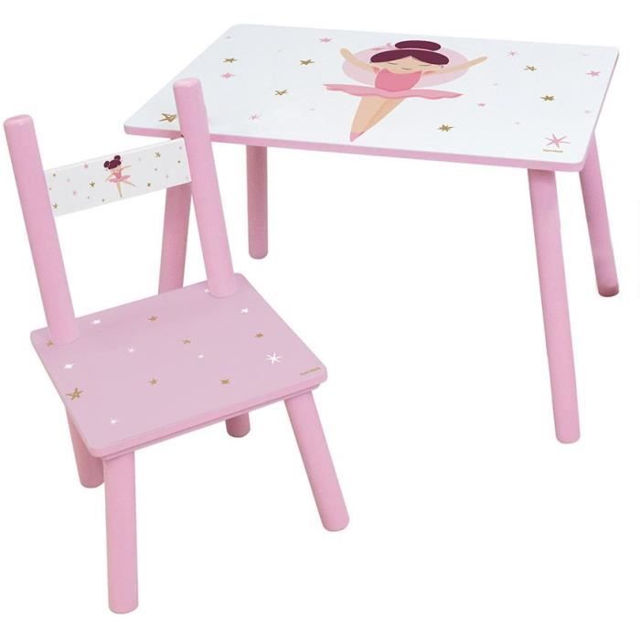 FUN HOUSE Ballerina Ballerina Table H 41.5 cm x W 61 cm x D 42 cm with a chair H 49.5 cm x W 31 cm x D 31.5 cm - For children