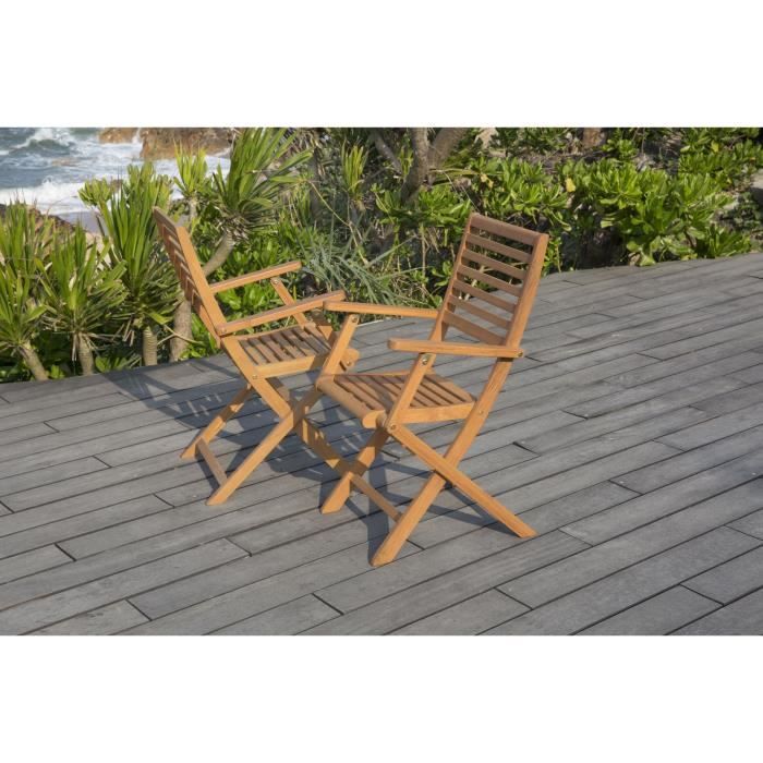 Set of 2 FSC eucalyptus folding garden chairs - 57.5x56x90cm