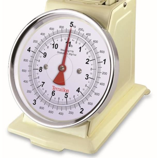 Mechanical kitchen scale - TERRAILLON - TRAD 500 Creme - Capacity 5 Kg - Retro style - Tray 1 L