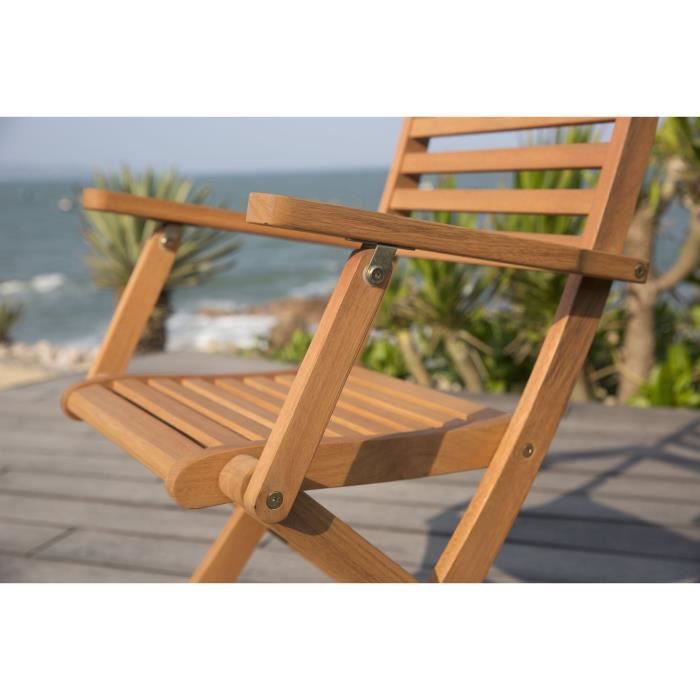 Set of 2 FSC eucalyptus folding garden chairs - 57.5x56x90cm
