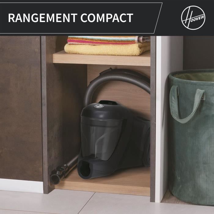 Bagless vacuum - HOOVER - HP321PAF - 850 W - 75 dBA - 2 L - Grey
