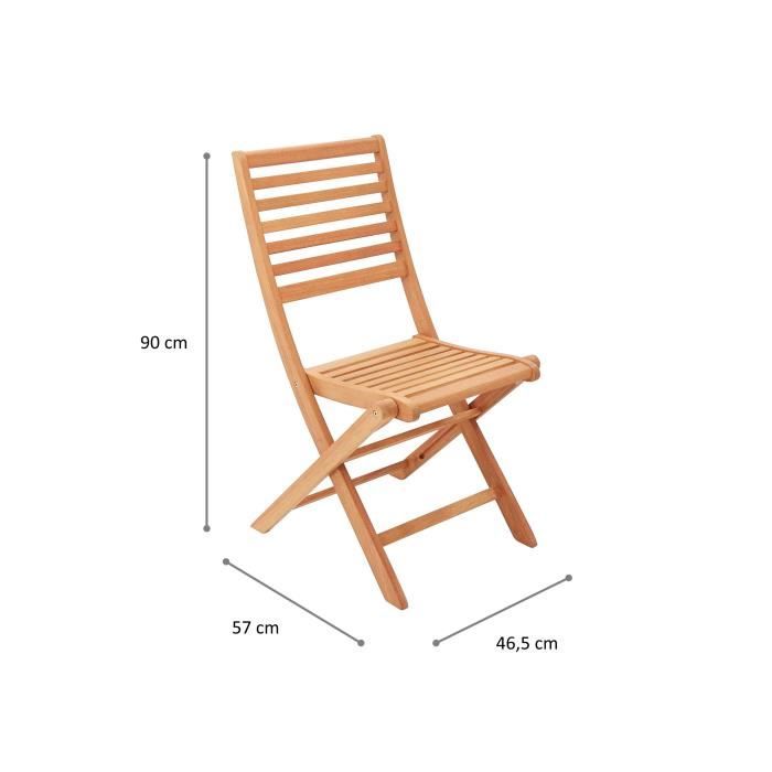 Set of 2 FSC eucalyptus folding garden chairs - 57.5x46.5x90cm