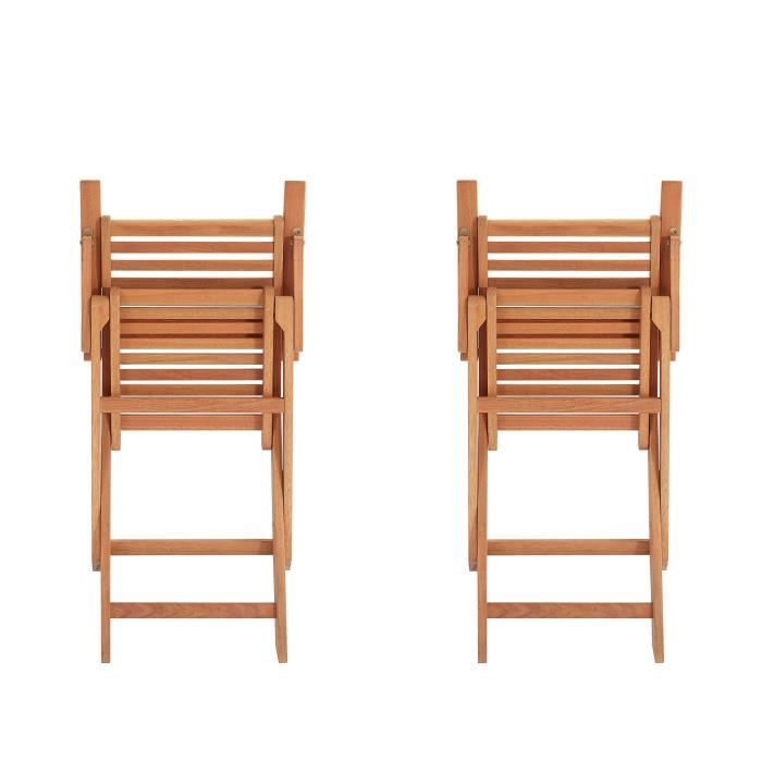Set of 2 FSC eucalyptus folding garden chairs - 57.5x56x90cm