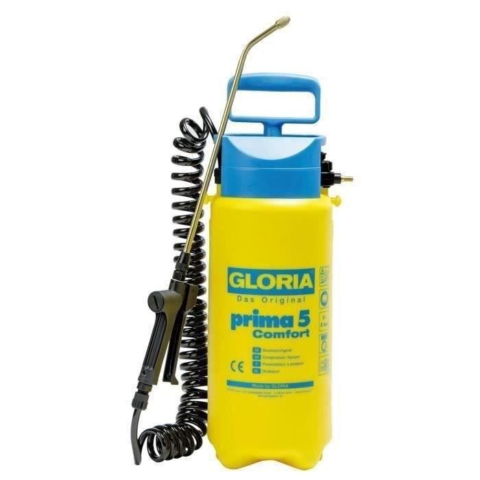 GLORIA - Prima 5 Comfort - 5L pressure atomizer with brass lance and nozzle and 2m50 spiral tube