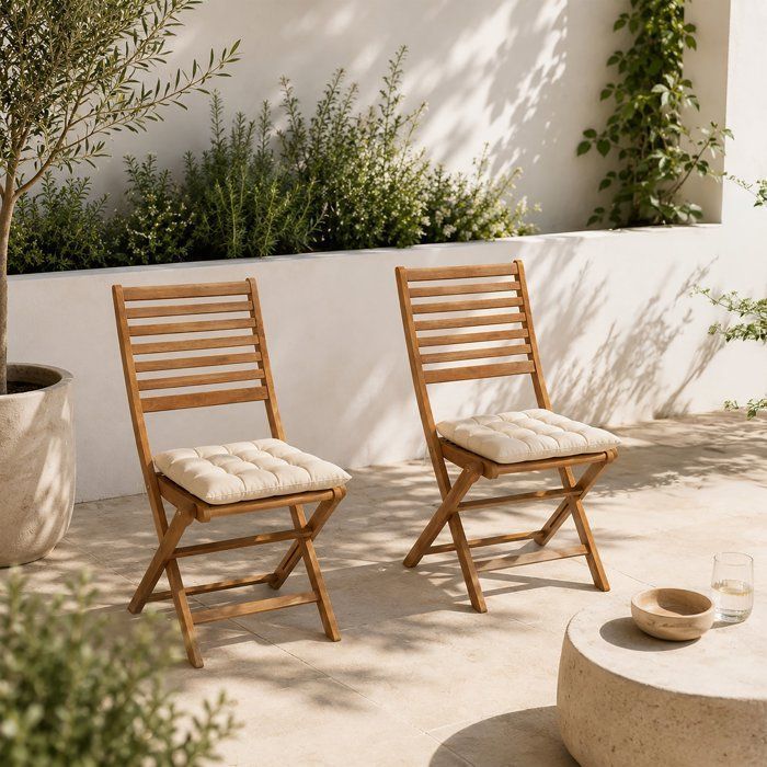 Set of 2 FSC eucalyptus folding garden chairs - 57.5x46.5x90cm