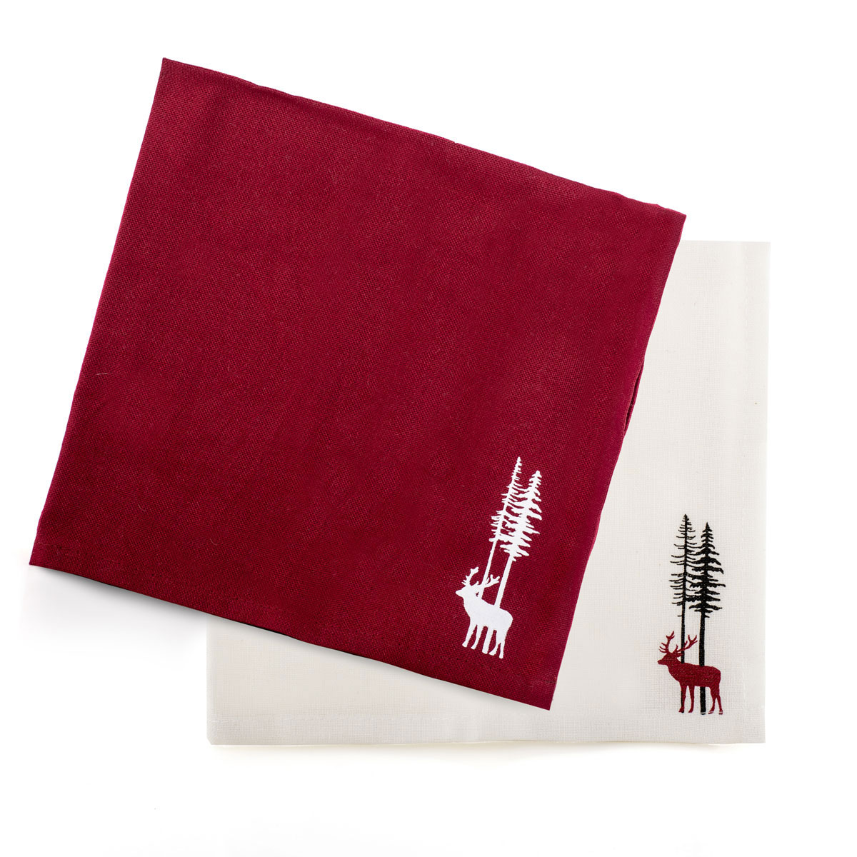 Set of 2 100% cotton napkins 40 x 40 cm with embroidery - Cortina