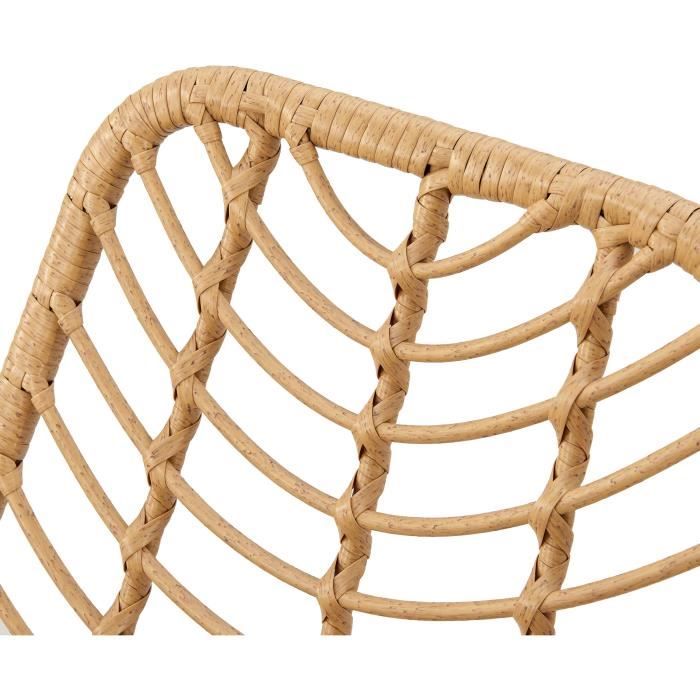 Set of 2 garden chairs - Natural imitation rattan - Steel frame - W63.5 x H 86 x D 48 cm