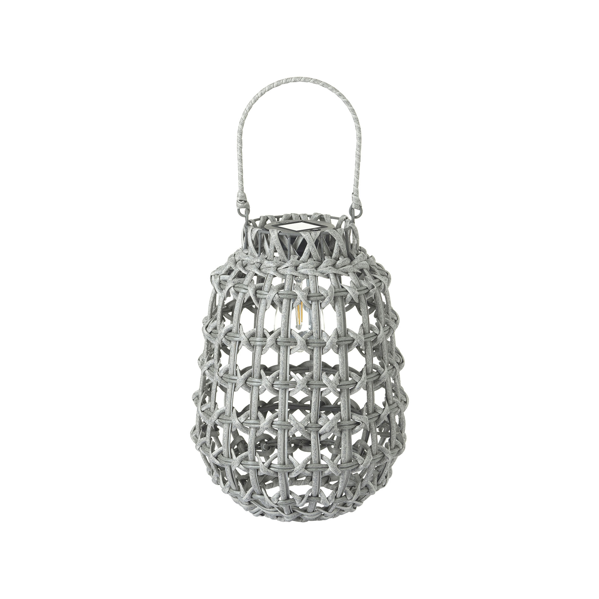 Lantern with handle in synthetic rattan with wireless solar LED for outdoor use. 6/8 hours of battery life. Charging time of 8 hours. Ø 26 x h 35 cm - Illumina