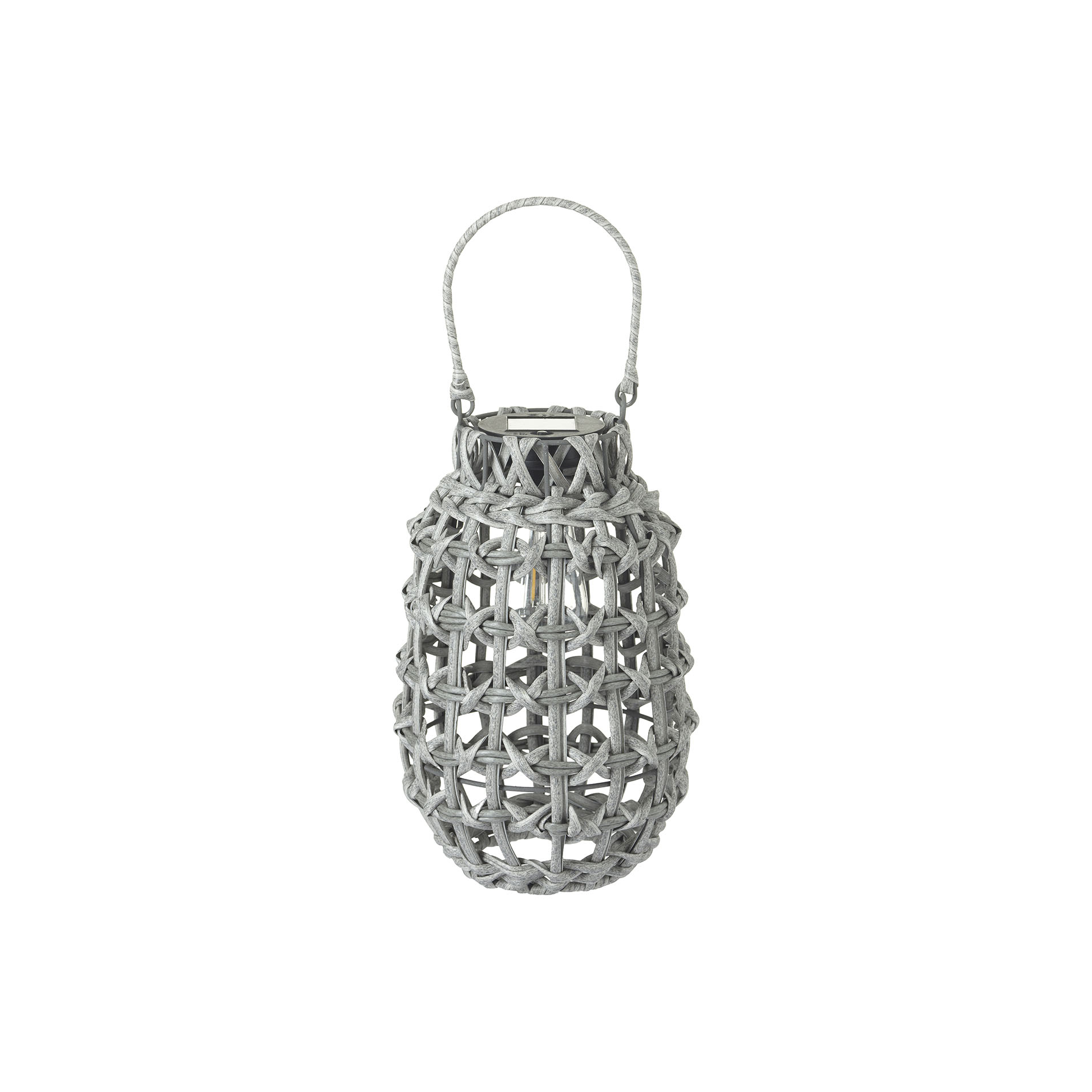 Lantern with handle in synthetic rattan with wireless solar LED for outdoor use. 6/8 hours of battery life. Charging time of 8 hours. Ø 20 x h 30 cm - Illumina