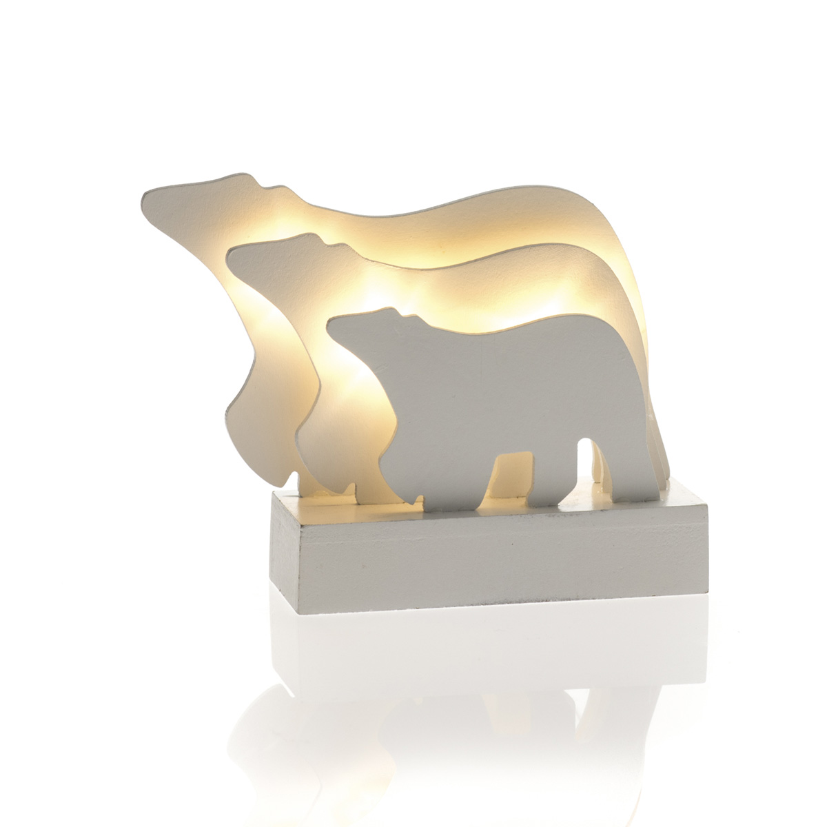 Decorazione in legno.  Orso 3D con LED 16 x h 12 cm - Decor
