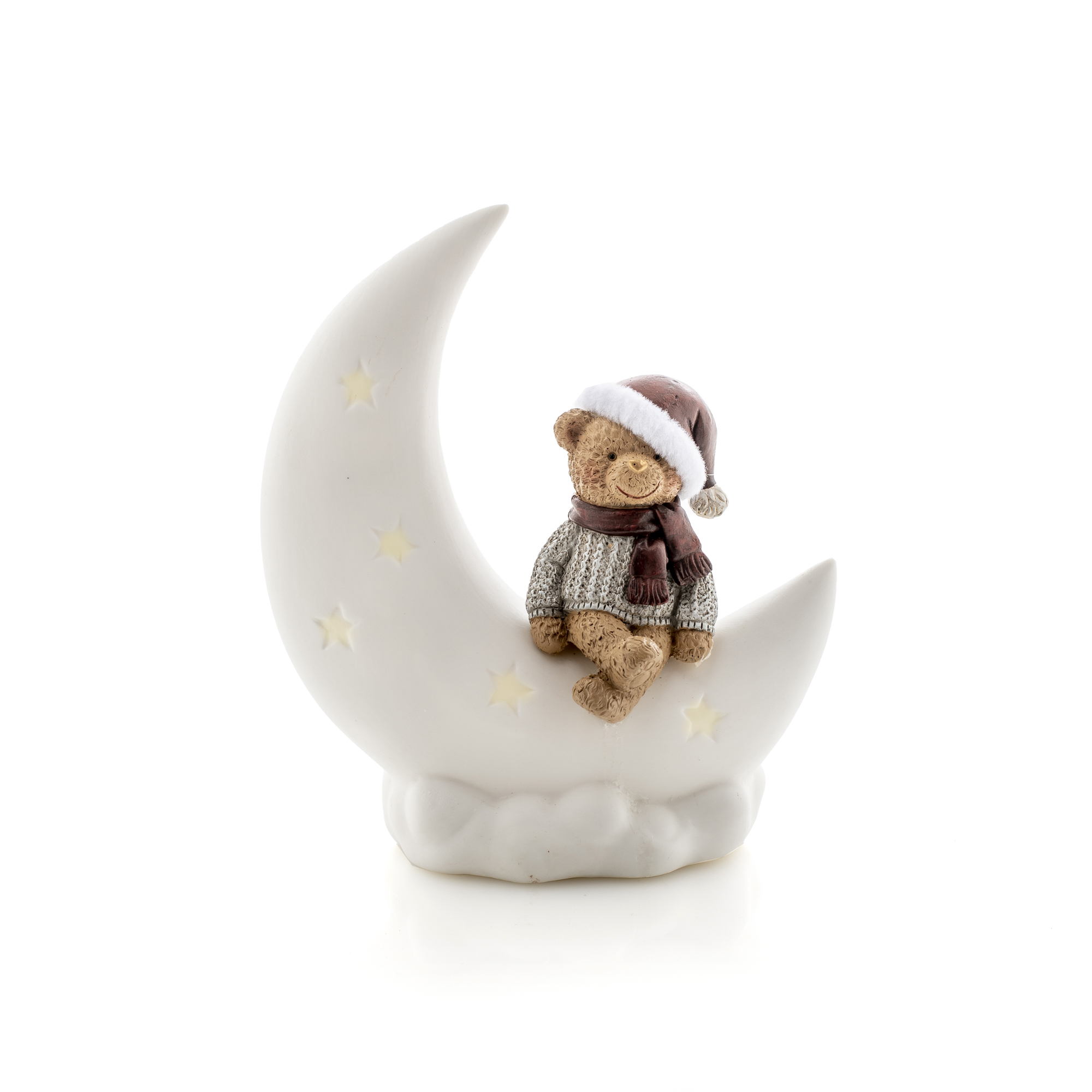 Polyresin teddy bear with LED crescent - Courmayeur
