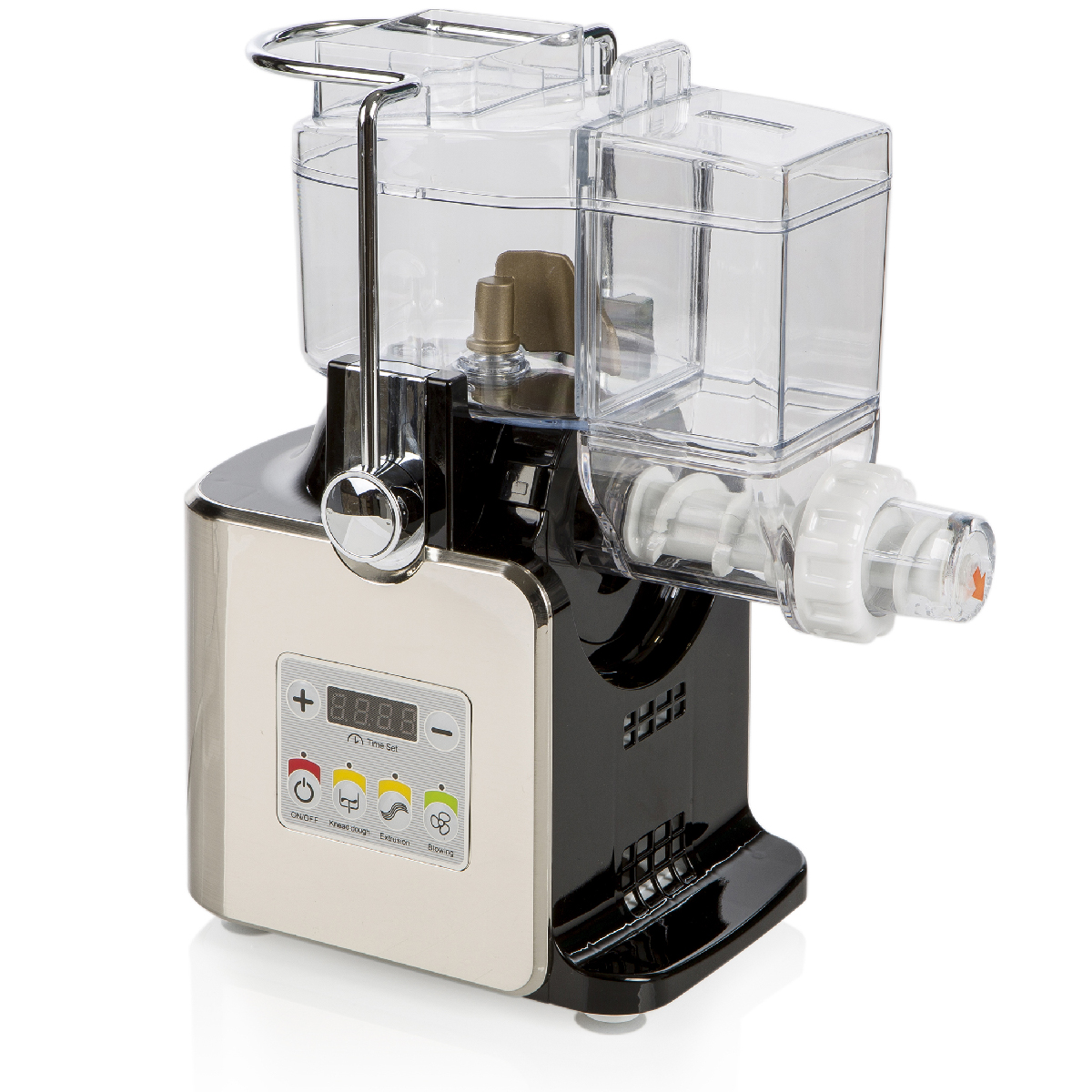 1800 W electric fresh pasta machine made of steel and ABS. 5 possible types of pasta, 30 x 16 x h 35 cm - Hurray