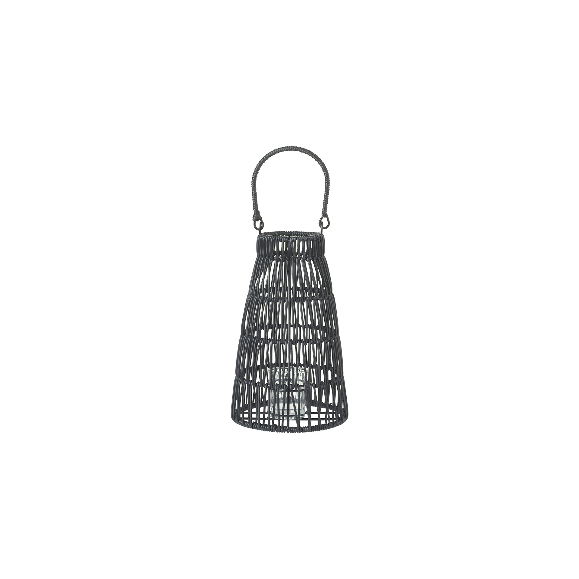 Lantern with synthetic rattan handle with glass candle jar. Ø 16.5 x h 26 cm - Illumina