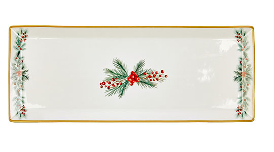 Porcelain nougat plate 35 x 14 cm - Holly