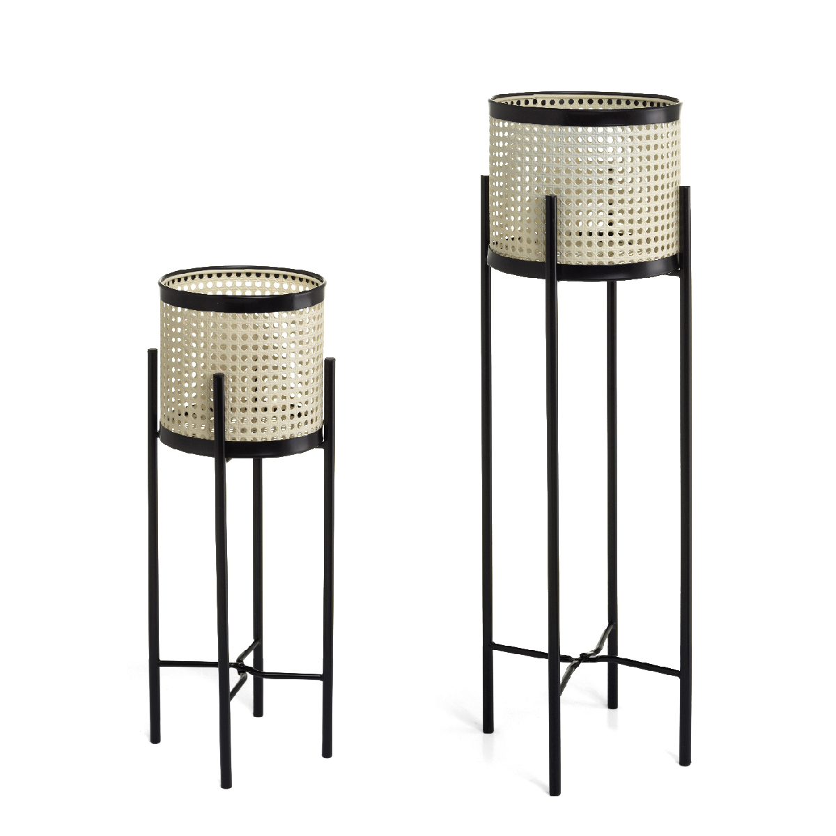 Set of 2 Cachepot With Stand - Satin