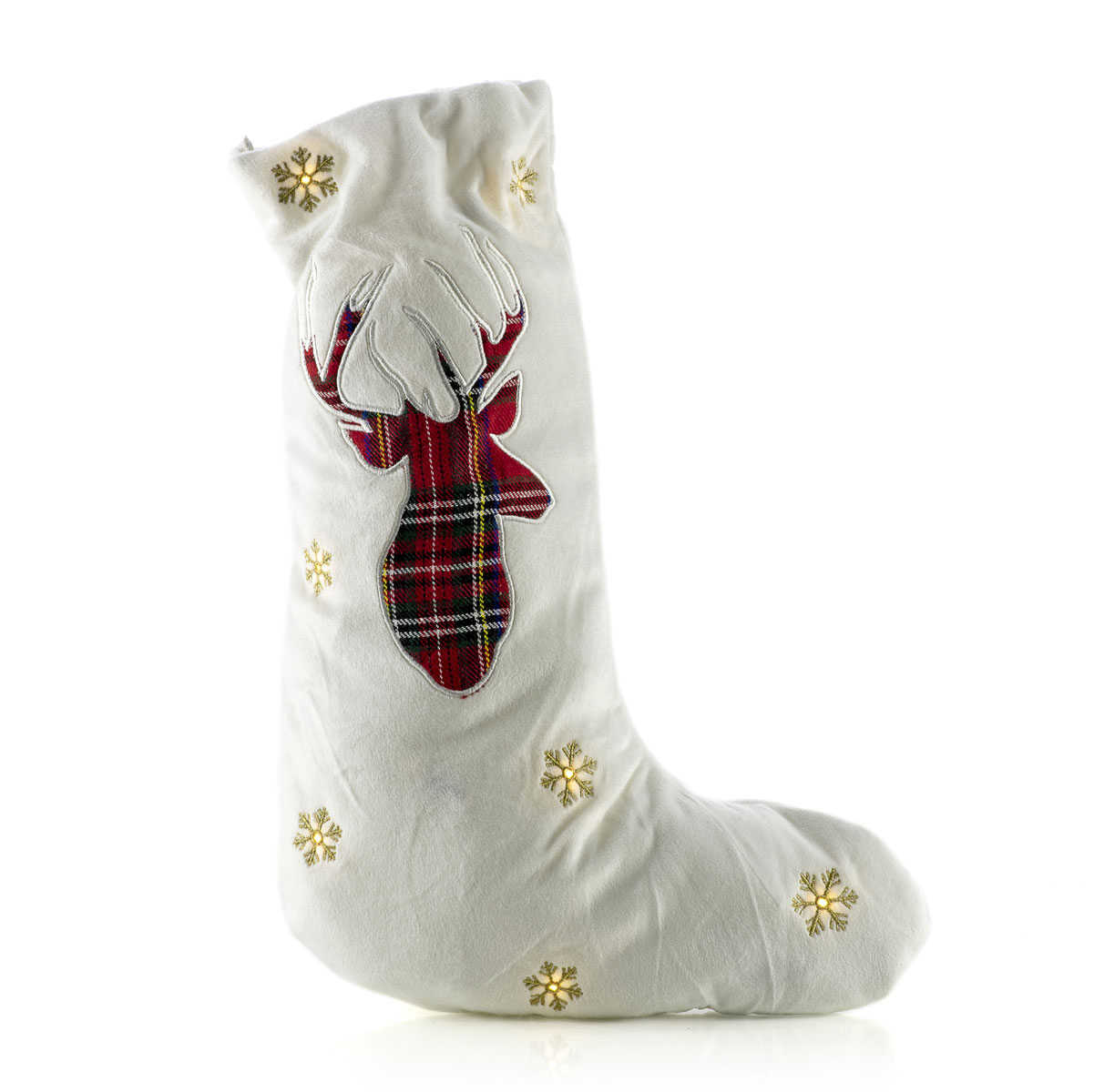 Fabric decoration Embroidered sock with LED 30 x h 45 cm - Decor