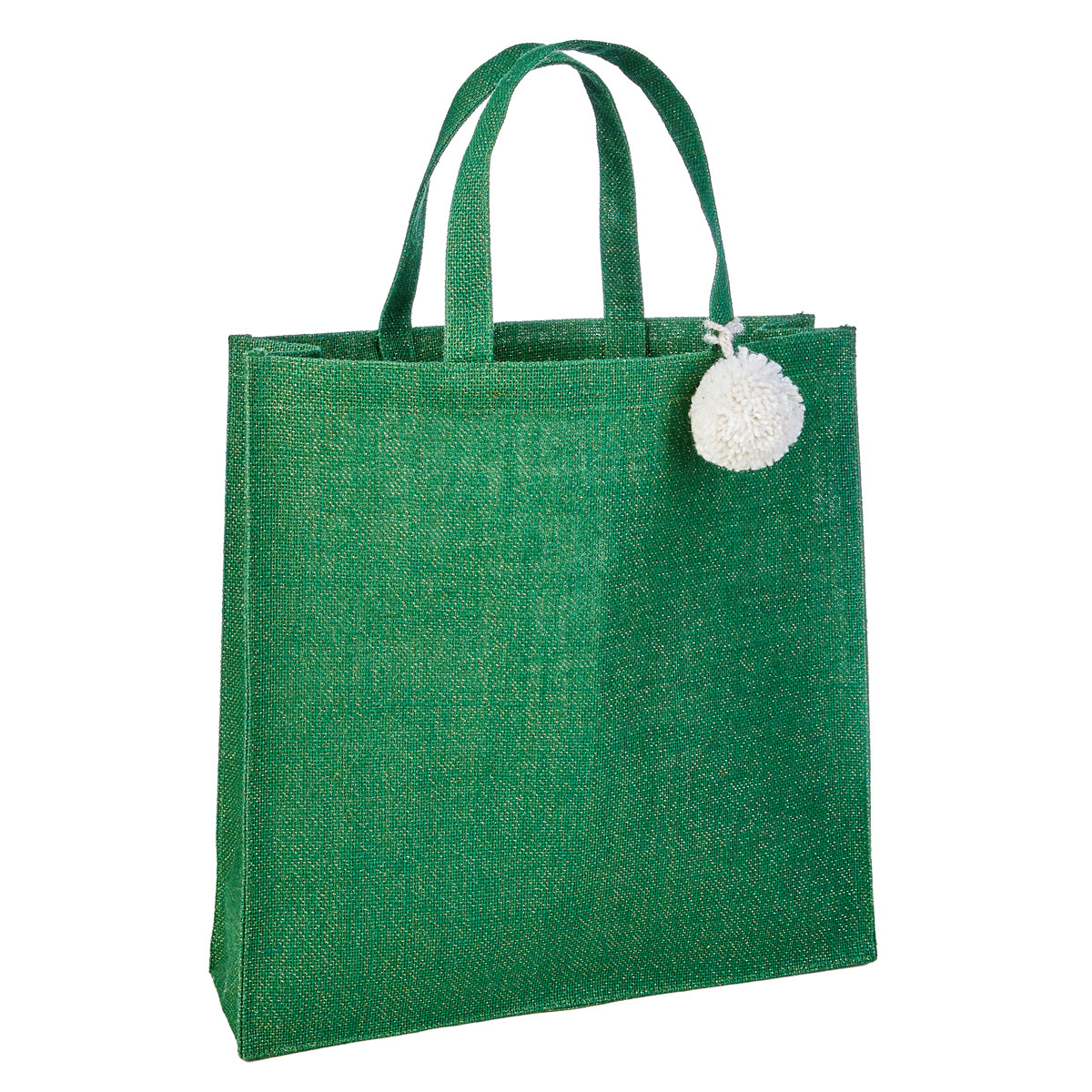 Green polyester shopper with handles • 30 x 10 x h 30 cm - Shopping Time