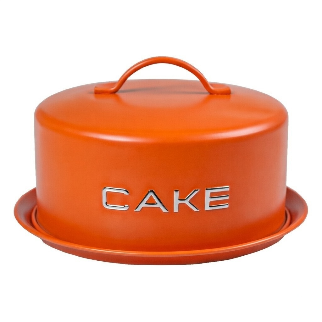 Vintage • Cake pan with handle - orange metal - Vintage
