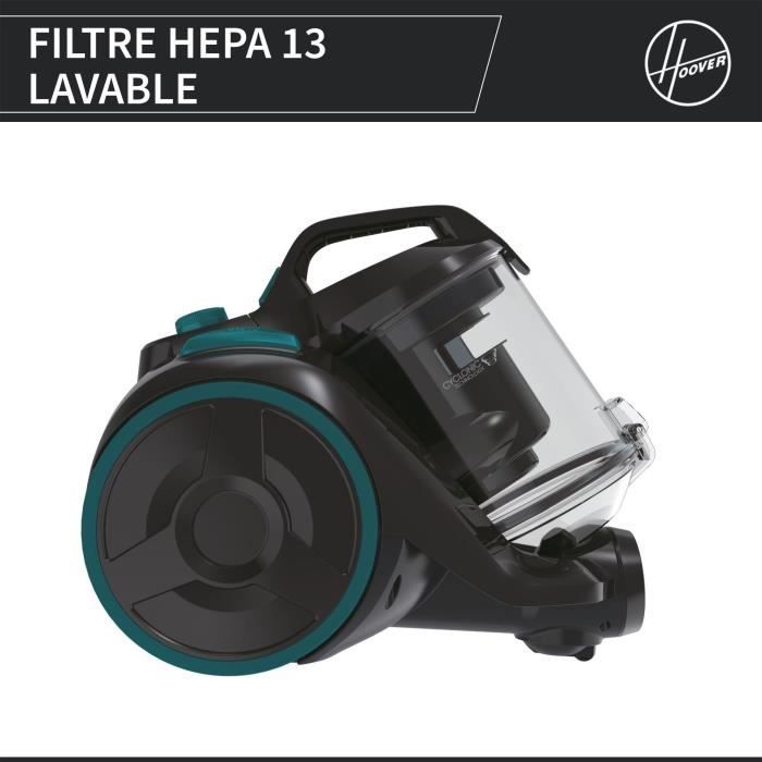 Bagless vacuum cleaner - CANDY CAF34HM - 800 W - 2.5 L Cassette - 79 dBA - Washable HEPA 13 filter