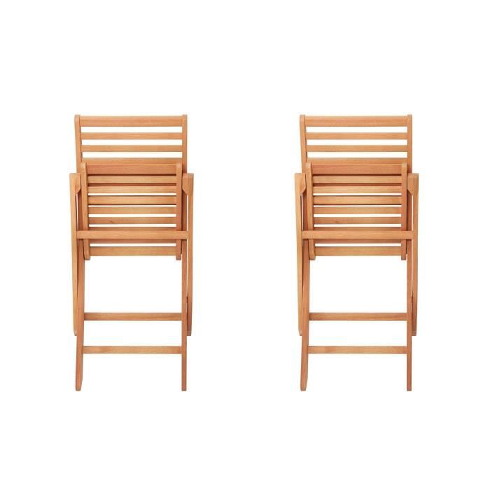 Set of 2 FSC eucalyptus folding garden chairs - 57.5x46.5x90cm