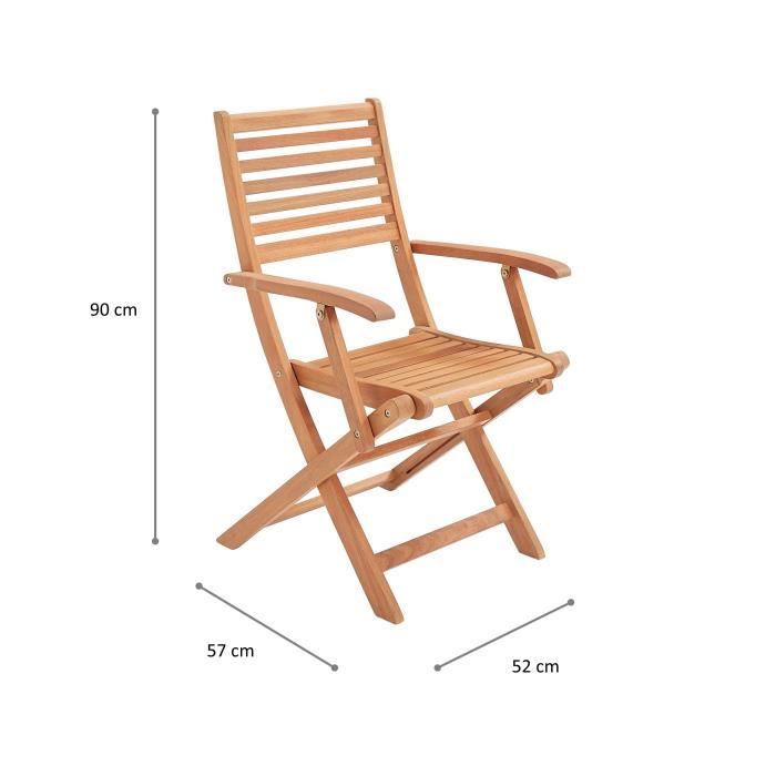 Set of 2 FSC eucalyptus folding garden chairs - 57.5x56x90cm