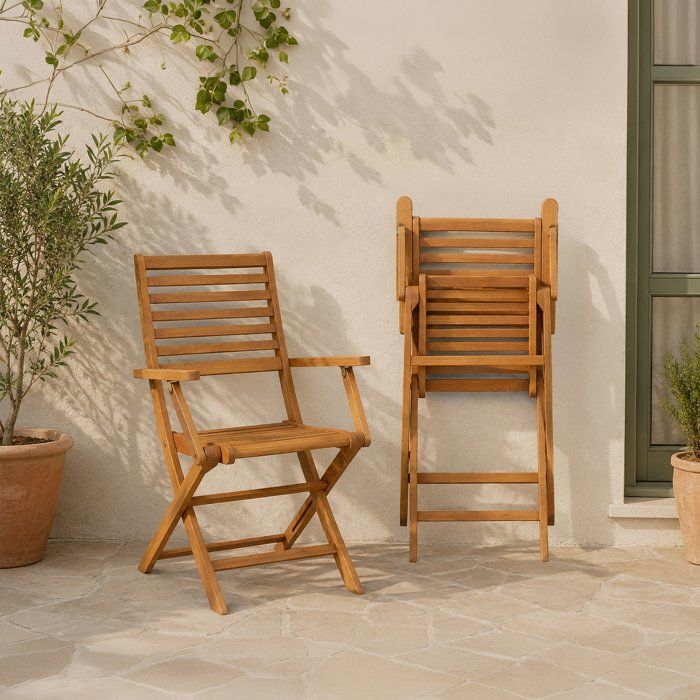 Set of 2 FSC eucalyptus folding garden chairs - 57.5x56x90cm