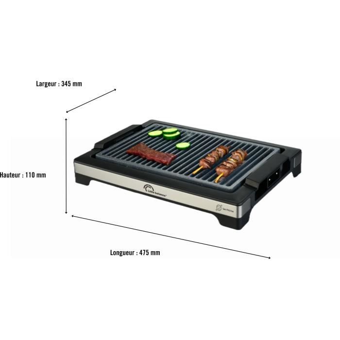 Barbecue elettrico LITTLE BALANCE - Easy Nopifas - Superficie di cottura 38 x 25 cm - Rivestimento microceramico senza PFAS - 2000W