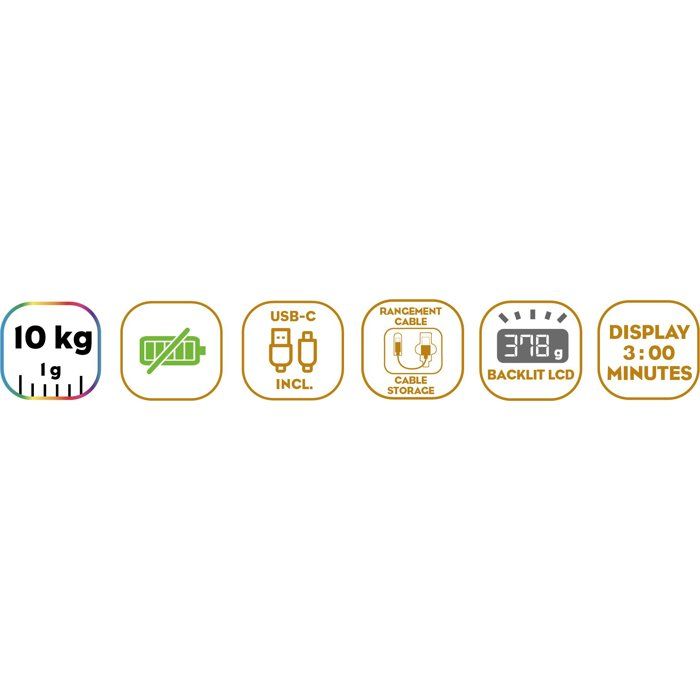 Bilancia da cucina - LITTLE BALANCE - 8712 - Happy Genius 10 - USB - Senza batterie - Legno naturale