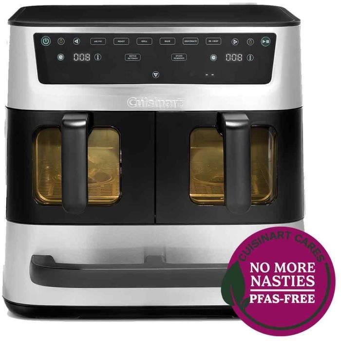 Friggitrice ad aria CUISINART AFT13XSSE - Capacit� 13,6 l - Doppia vasca + 1 cassetto - Nero/Acciaio inossidabile - 2400 W