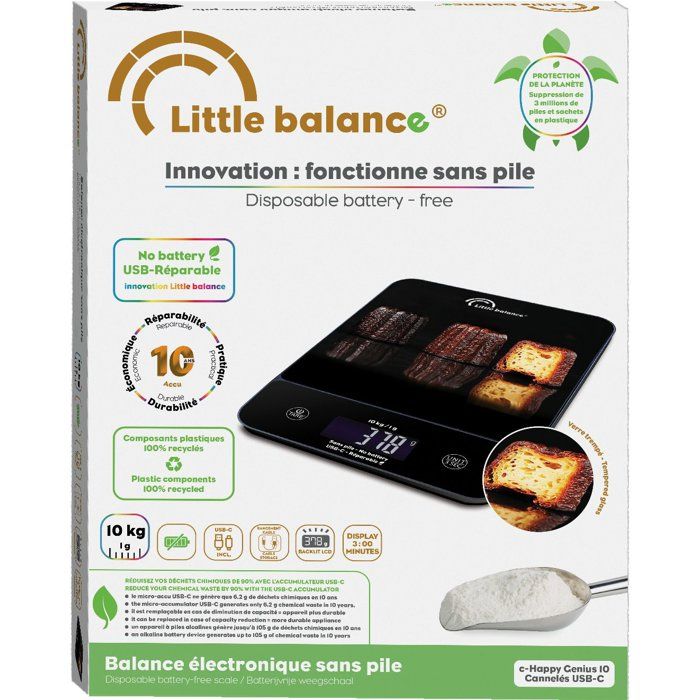 Bilancia da cucina - LITTLE BALANCE - 8845 - Happy Genius 10 - USB - Senza batterie - Scanalata