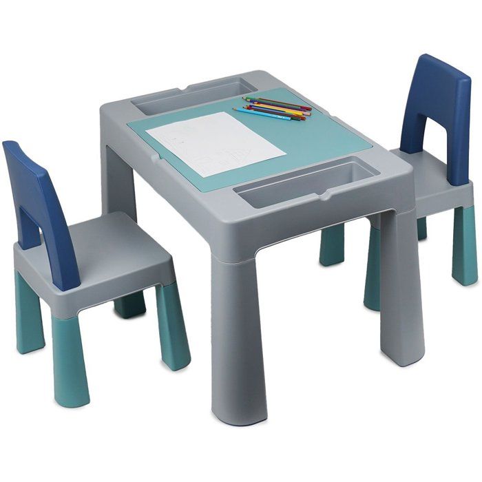 Tavolo attivit� multifunzionale - THERMOBABY - MULTIPLAY - Con 2 sedie - Grigio / Blu