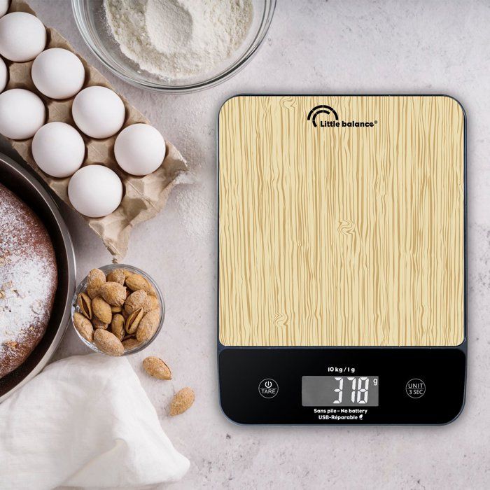 Bilancia da cucina - LITTLE BALANCE - 8712 - Happy Genius 10 - USB - Senza batterie - Legno naturale