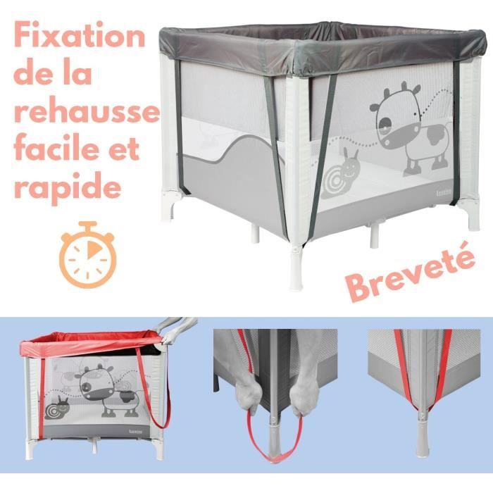 BAMBISOL - Box/culla pieghevole per bambini 90x90 cm con 2 livelli per dormire - Borsa per il trasporto, area giochi