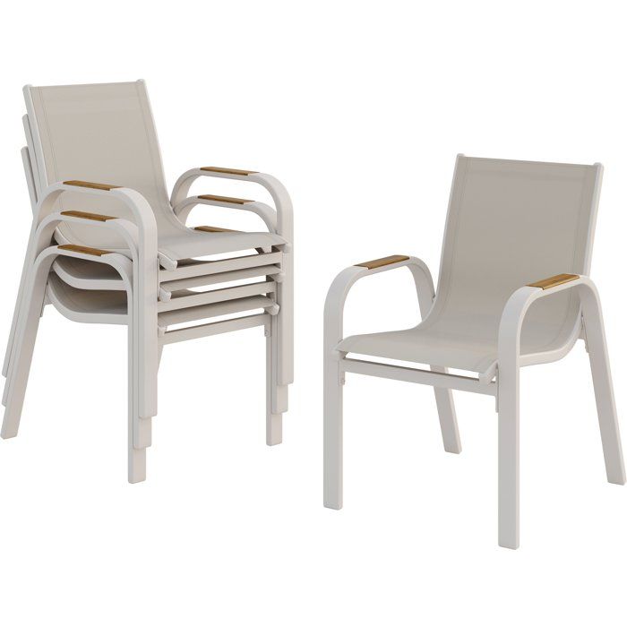 Set di 4 sedie da giardino per pranzo - VIANEA - Alluminio e textilene - 52 x 64,5 x 86,5 cm