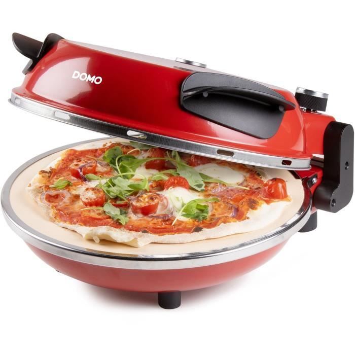 Forno per pizza - DOMO - DO9284PZ - Elettrico 1200W - Pietra ceramica - Rosso
