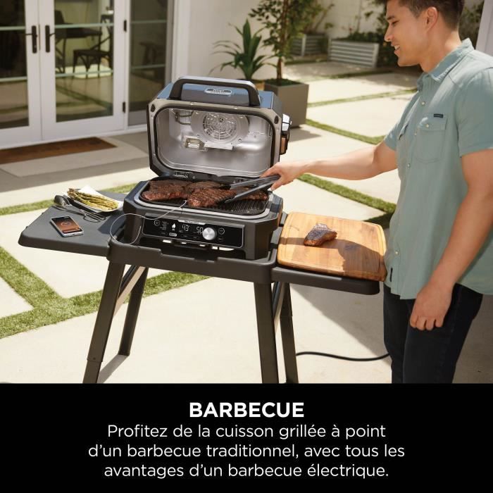Barbecue elettrico con affumicatore e termosonda - NINJA - Woodfire Pro Connect XL - OG901EU - Pellet per legna da ardere