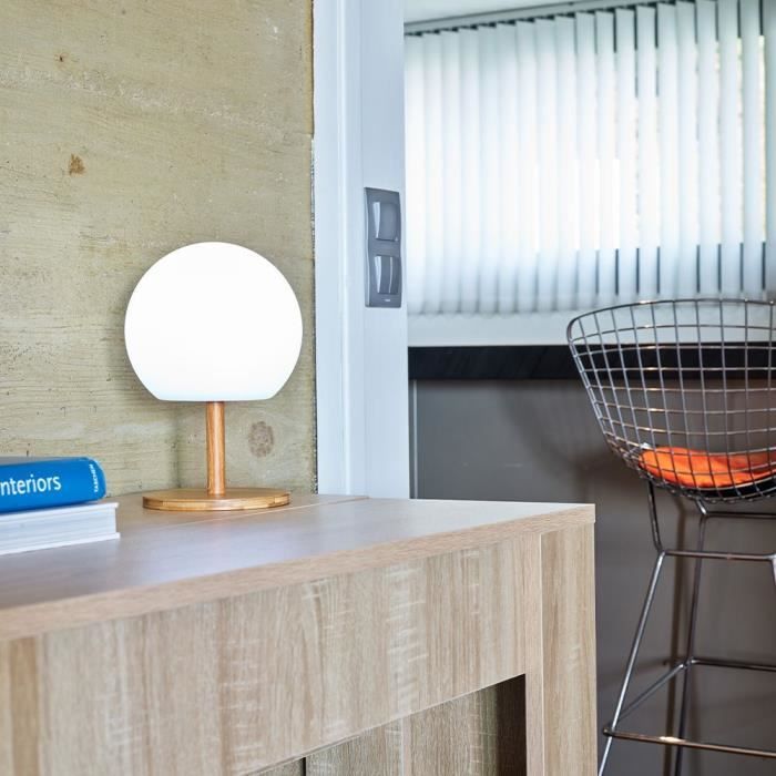LUMISKY - Lampada da tavolo - wireless - piede bamb� allungabile - H28cm - bianco caldo / LED bianco LUNY