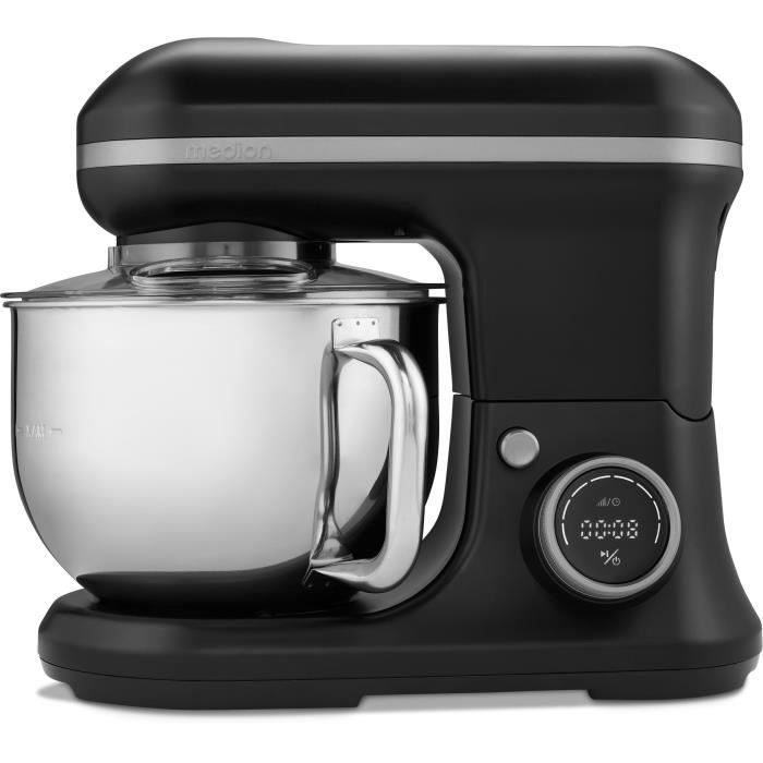 Robot da pasticceria - MEDION - MD18420 - 1200 W - 5 L - 8 velocit� - Ciotola per gelato - Nero