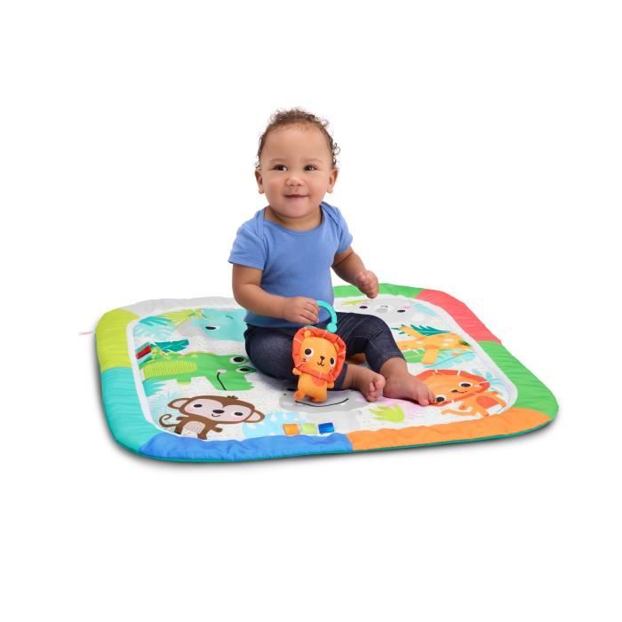 Tappetino attivit� pieghevole per bambini BRIGHT STARTS - Jungle Blue - Arco con giocattoli sensoriali e musicali, specchio