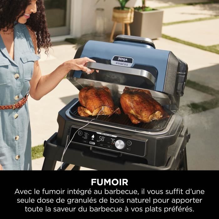 Barbecue elettrico con affumicatore e termosonda - NINJA - Woodfire Pro Connect XL - OG901EU - Pellet per legna da ardere